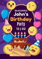 Colorful Flat Emoji Birthday Invitation Template