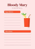 Elegant Hand-drawn Bloody Mary Cocktail Recipe Template