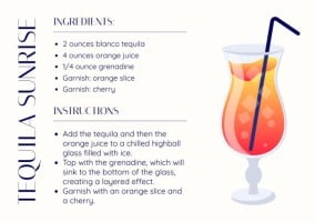 Gradient Minimalist Tequila Sunrise Cocktail Recipe Template