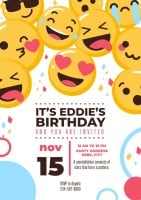 Flat Colorful Emojis Birthday  Invitation Template