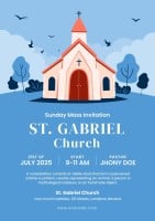 Hand-drawn Minimalist Sunday Mass Church Invitation Template