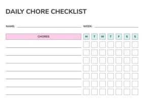Pastel Minimalist Daily Chore   Checklist Template