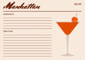 Hand-drawn Manhattan Cocktail Recipe Template
