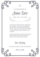Simple Ornamental Jane Doe Funeral Invitation Template