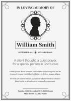 Monocolor W. Smith Memory Funeral Invitation Template