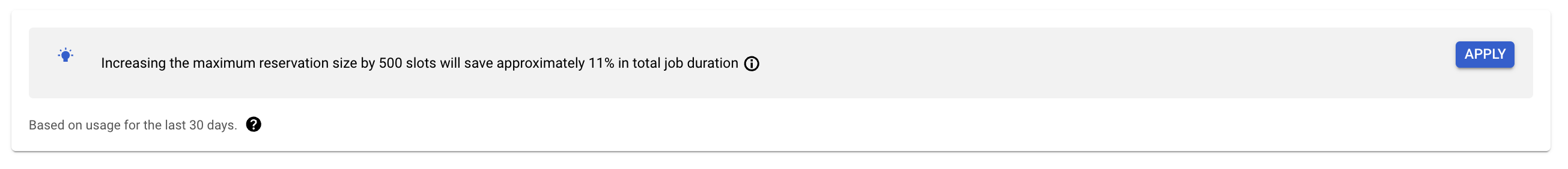 Recommandation de réservation de l'outil de recommandation d'emplacements dans la console Google Cloud.