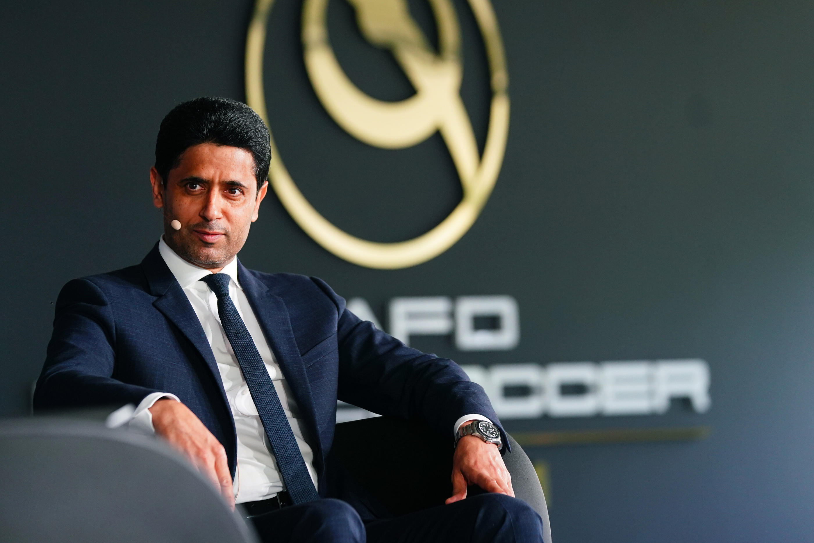 Nasser Al-Khelaïfi a longuement évoqué le PSG et la saison écoulée, mais aussi Kylian Mbappé, lors des Globe Soccer Awards. Icon Sport