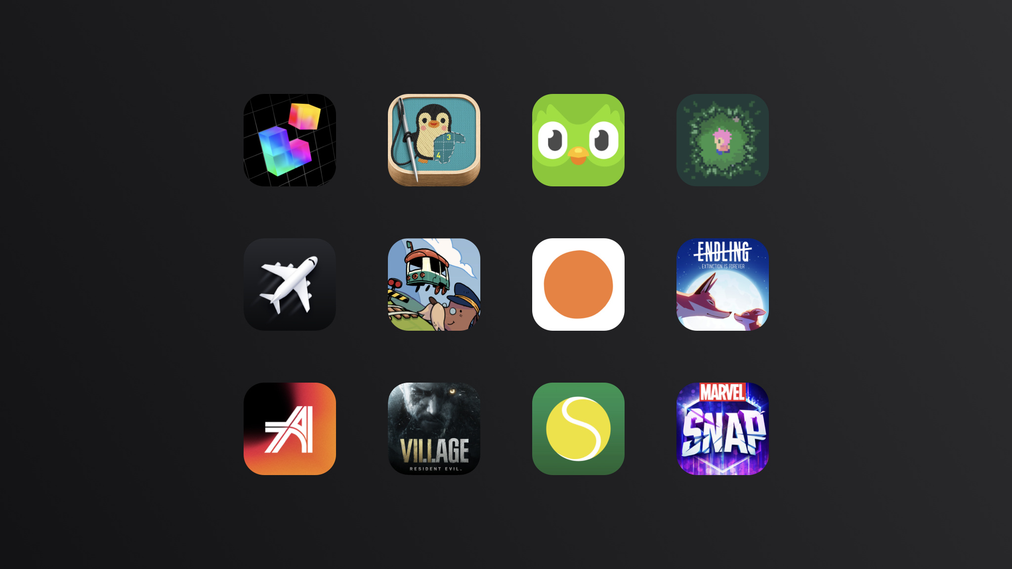 Three rows of app icons belonging to Apple Design Award winners