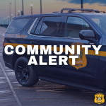 Community Alert text with State Police Tahoe in the background