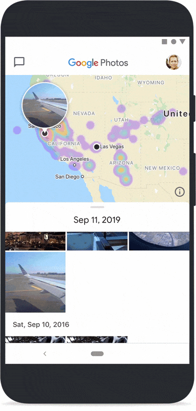 The new map view in Google Photos
