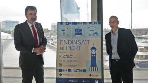 El presidente del Port de Barcelona, Lluís Salvadó (izquierda), junto al director de Port Vell, David Pino, en la presentación de las jornadas Endisat al Port.