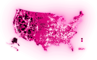 Mapa de cobertura de la red de T-Mobile.