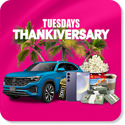 Thankiversary de Tuesdays con premios como un auto, teléfono, dinero y mucho más.