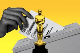 Oscar statue with hand inserting ballot