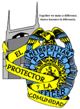 El Protector logo with badge and city in background