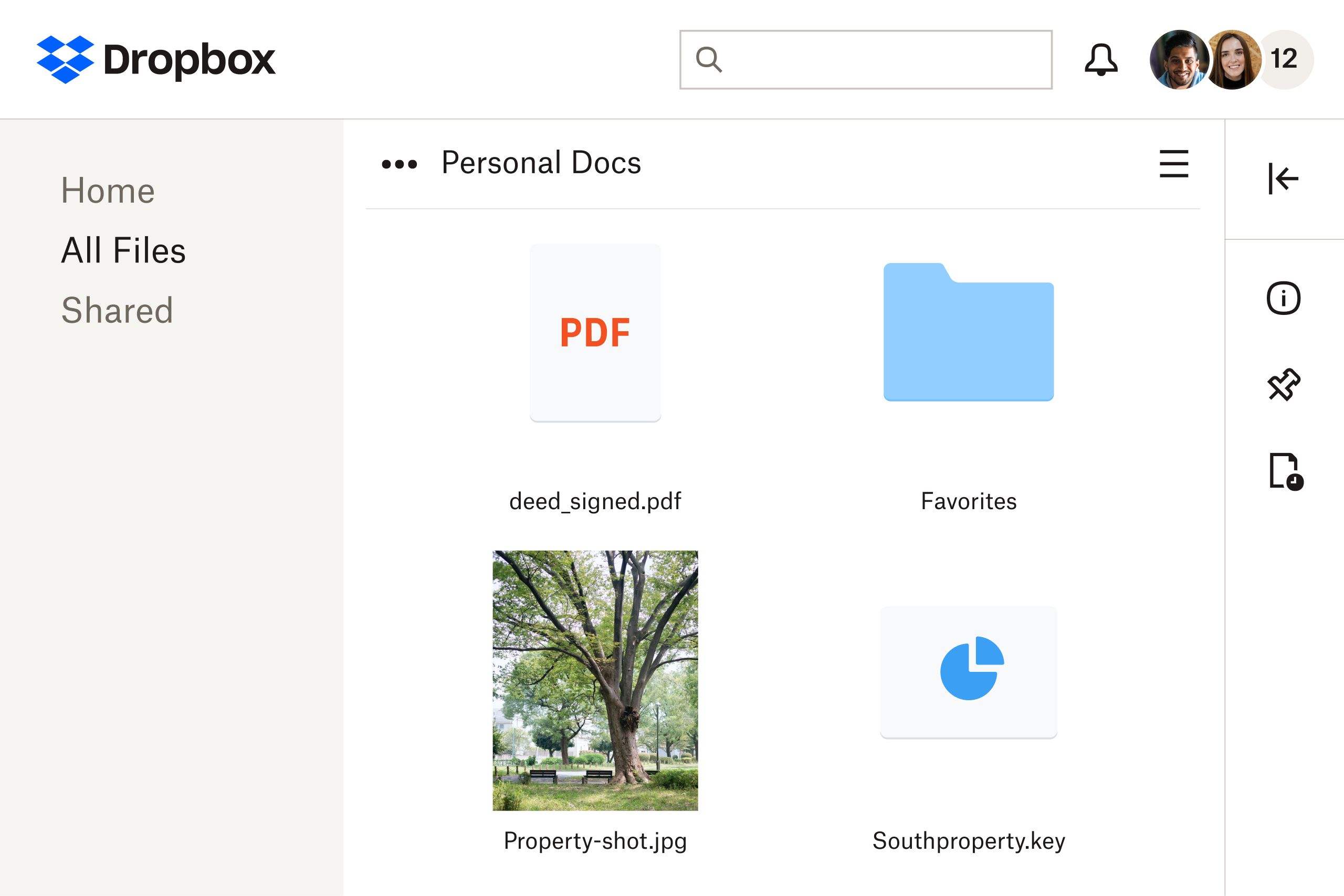 Dropbox를 사용해 편집할 수 있는 PDF 파일이 저장된 Dropbox 클라우드 스토리지 이미지