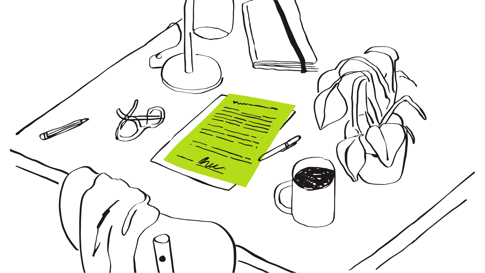 Illustration d’un contrat signé, qui peut être numérisé et modifié au format PDF avec Dropbox