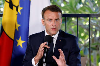 Emmanuel Macron s’adresse aux élus locaux à Nouméa, le 23 mai 2024. 