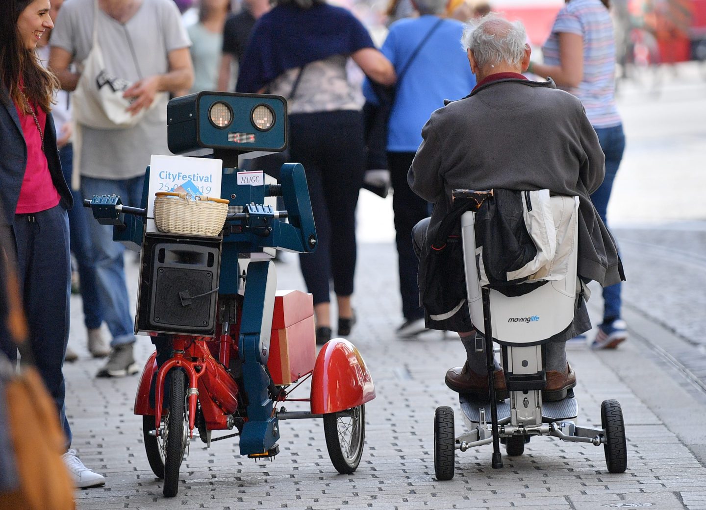 A talking robot at Thüringen Digital festival in Erfurt, Germany.