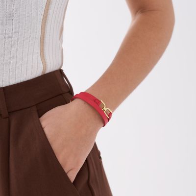 Heritage D-Link Pink Leather Strap Bracelet