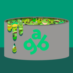 image of a bowl of cartoon frogs with the word Gab on the front