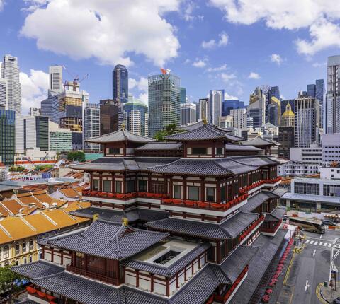 China town Singapore City at Buddha Tooth Relic Temple.