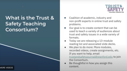 text "what is the Trust & safety teaching consortium" on a turquoise background
