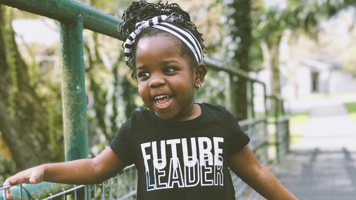 Adorable Girl with T-shirt "Future Leader"