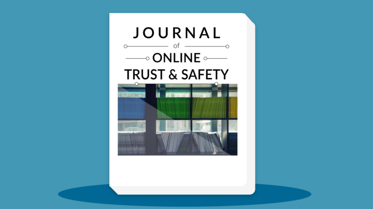 image of magazines stacked up with the text "Journal of Internet Trust and Safety"