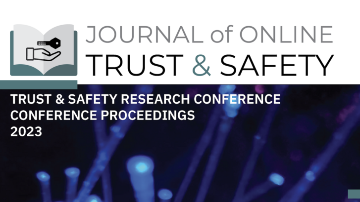 journal online trust and safety written on blue background with abstract illustration of light trails