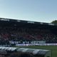 Dans la tribune du Kop rouge de Guingamp ce 17 mai 2024, une banderole qui annonce que Brest ne sera pas le bienvenu sur la pelouse du Roudourou pour la Ligue des champions