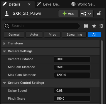 Camera 3d_DefaultPawn customizable settings