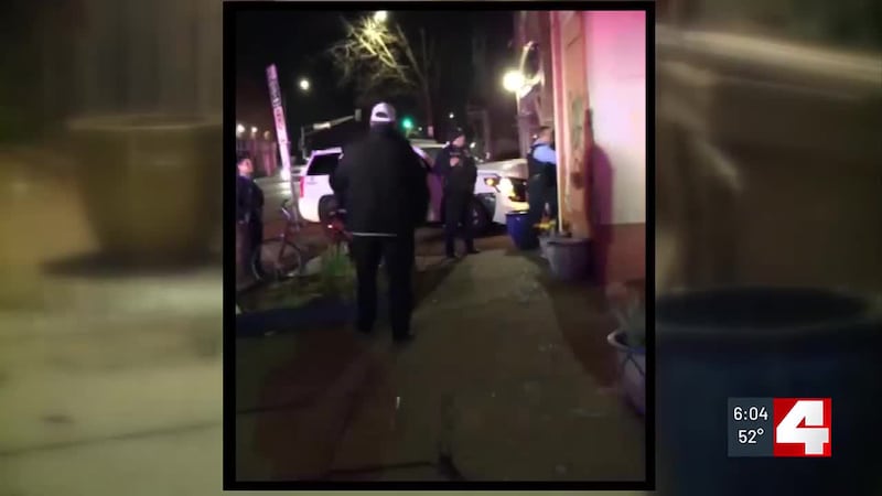 A screengrab of a video taken after an SLMPD vehicle crashed into a South City bar
