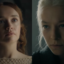 Side by side images of Alicent Hightower (Olivia Cooke) and Rhaenyra Targaryen (Emma D'Arcy) from "House of the Dragon."