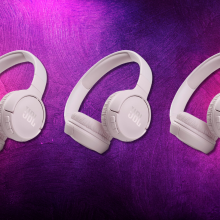 JBL headphones against a purple background 
