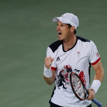 Great Britain's Andy Murray screams 