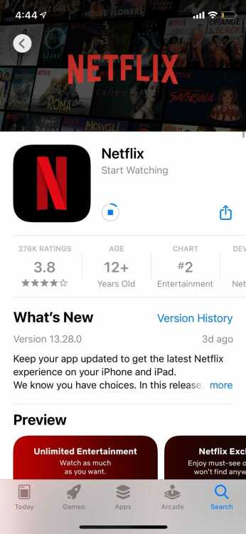 Screenshot of The App Store displaying the Netflix app page. 