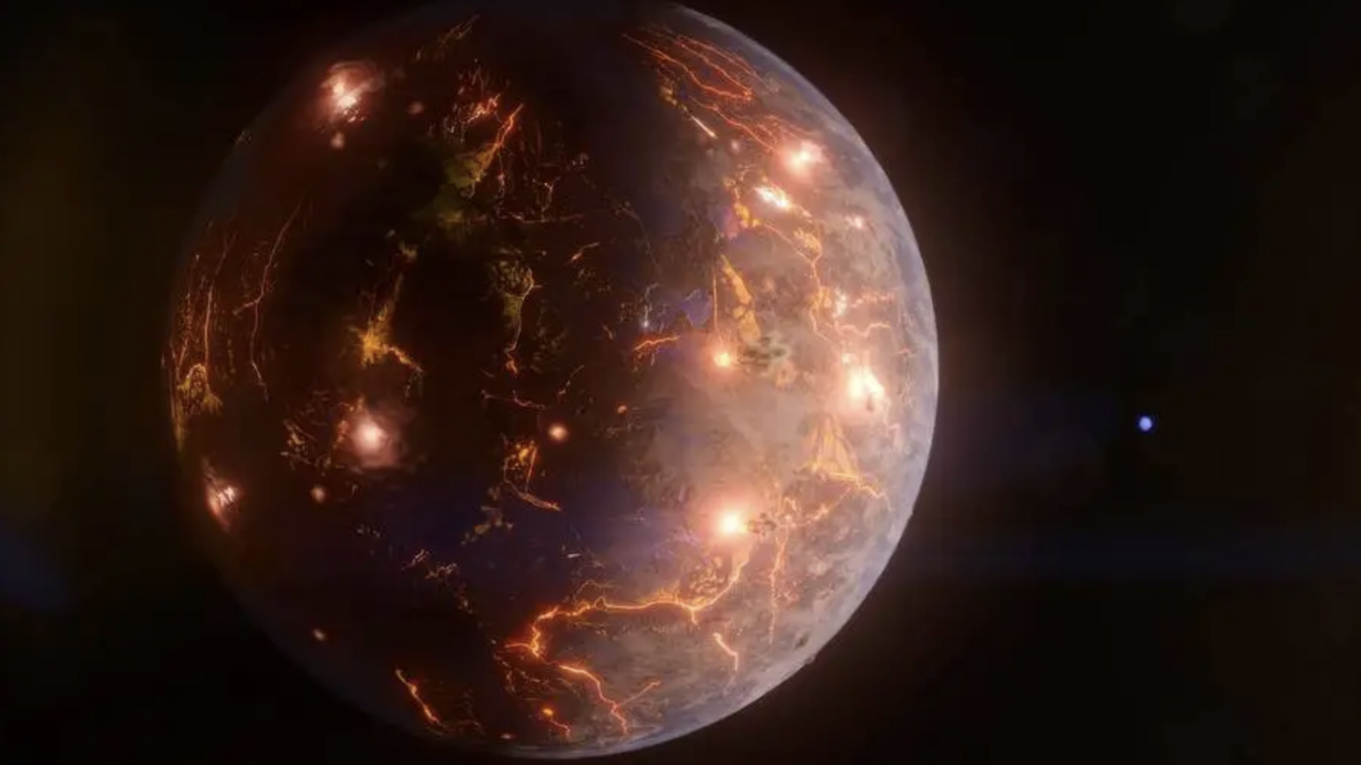 A NASA artist's conception of an exoplanet teeming with volcanism.