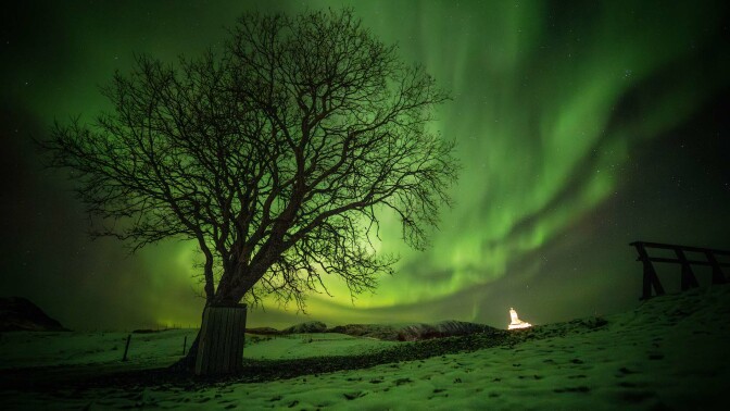 the northern lights in the sky