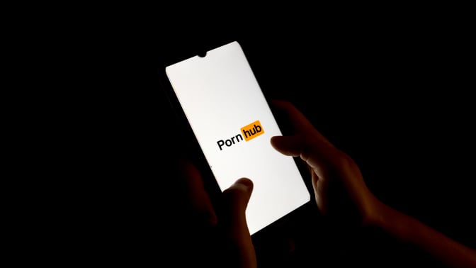 Pornhub logo seen displayed on a smartphone screen