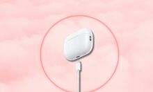 airpods pro on pink background