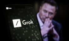 Elon Musk and Grok logo