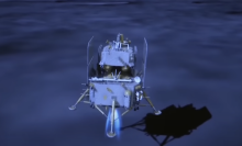 A conception of China's Chang’e-6 craft landing on the moon.