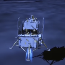 A conception of China's Chang’e-6 craft landing on the moon.