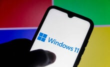Windows 11 logo on phone screen