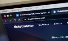 The Ticketmaster website is shown on a computer screen.