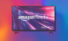Amazon fire tv against colorful background
