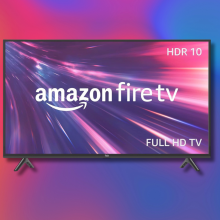 Amazon fire tv against colorful background