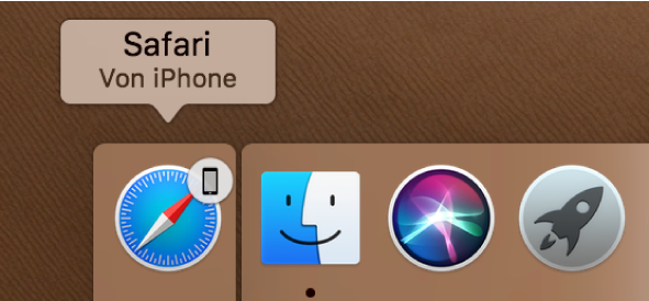 Das Handoff-Symbol einer App auf dem iPhone links im Dock.