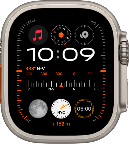 Cadranul de ceas Modular Ultra pe Apple Watch Ultra.
